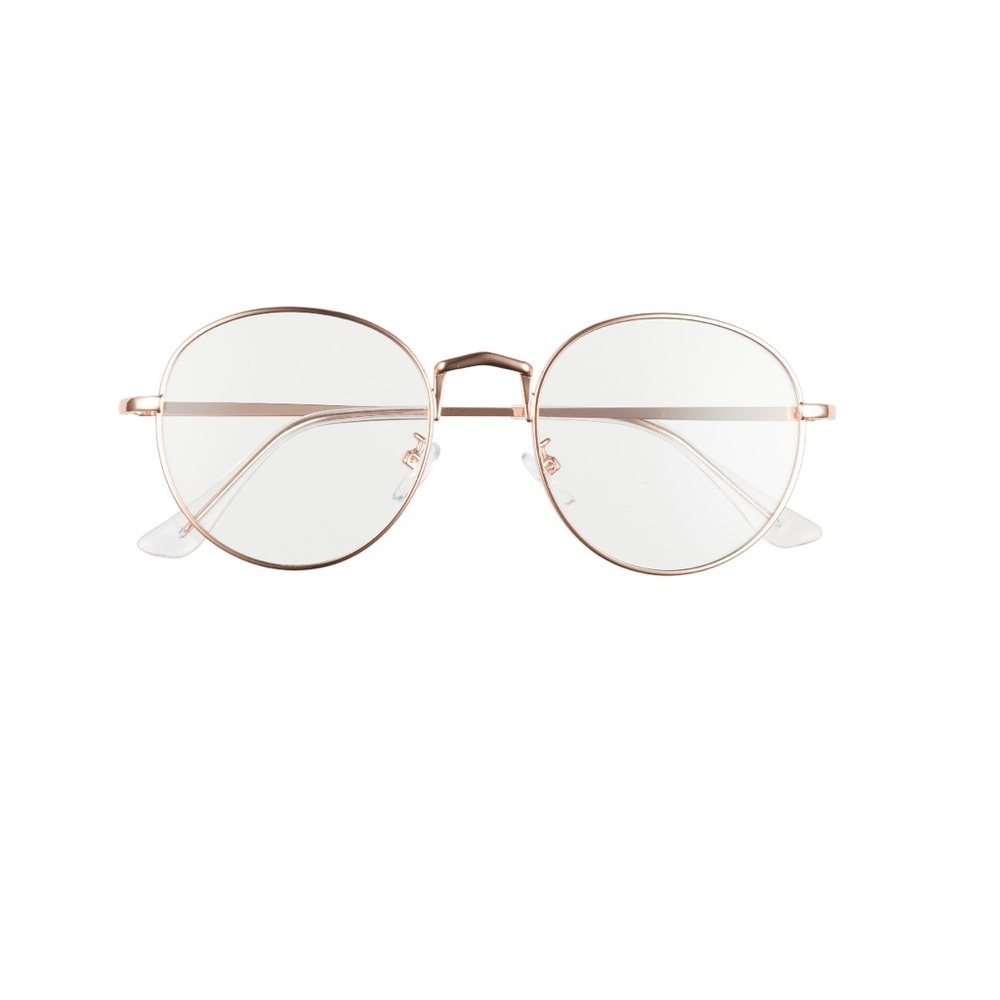 BP. 51mm Round Blue Light Blocking Glasses - Rose Gold Frame